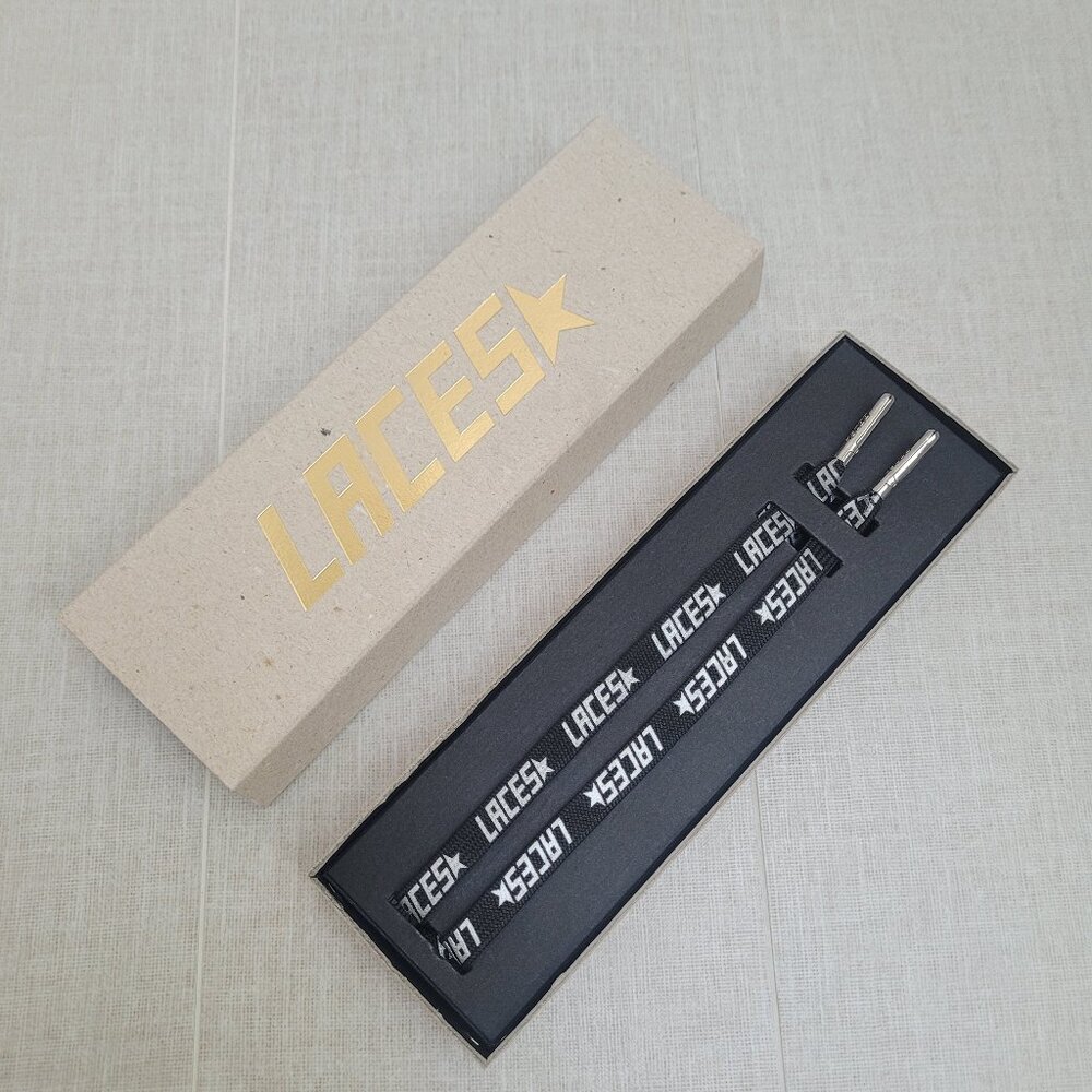 NWOT Golden Goose Black and Silver Patterned Shoelaces - 44 inches